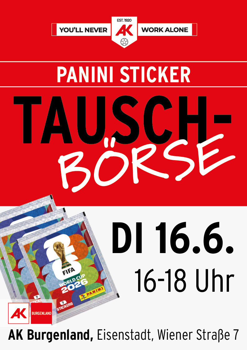 Panini Sticker Tauschb&ouml;rse am 16. Juni in der AK Eisenstadt