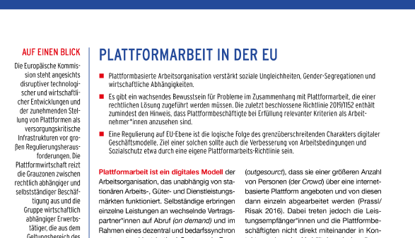 Policy Paper Plattformarbeit in der EU