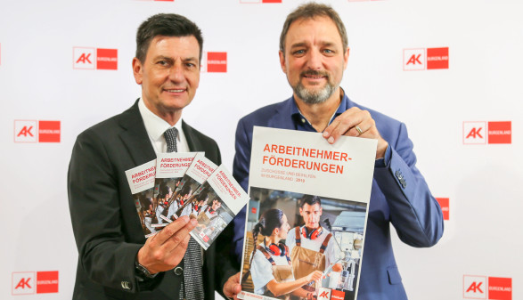 Arbeitsmarktlandesrat Christian Illedits und AK-Präsident Gerhard Michalitsch © Werfring, AK Burgenland Arbeitsmarktlandesrat Christian Illedits und AK-Präsident Gerhard Michalitsch © Werfring, AK Burgenland